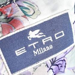 Pre Owned Etro Navy Blue Paisley Tweed Open Front Jacket M