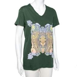 Pre Owned Etro Green Paisley Printed Cotton Short Sleeve T-Shirt S