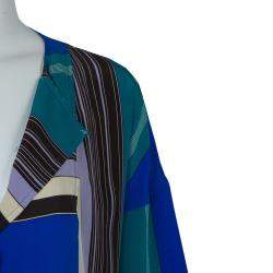Pre Owned Etro Multicolor Striped Silk Long Sleeve Tunic Dress M