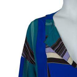 Pre Owned Etro Multicolor Striped Silk Long Sleeve Tunic Dress M