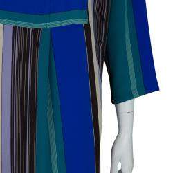 Pre Owned Etro Multicolor Striped Silk Long Sleeve Tunic Dress M