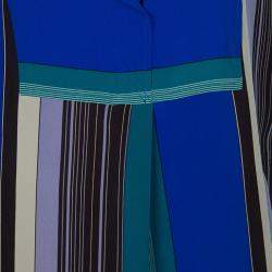 Pre Owned Etro Multicolor Striped Silk Long Sleeve Tunic Dress M