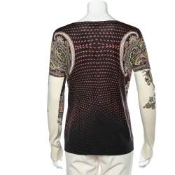 Pre Owned Etro Multicolor Printed Silk & Cashmere Knit Roundneck Sweater L