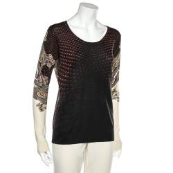 Pre Owned Etro Multicolor Printed Silk & Cashmere Knit Roundneck Sweater L