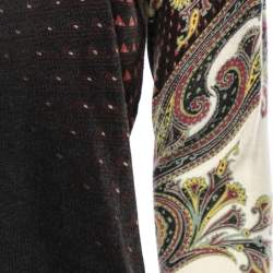 Pre Owned Etro Multicolor Printed Silk & Cashmere Knit Roundneck Sweater L