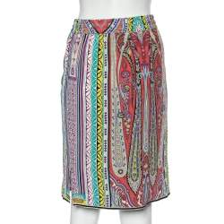 Pre Owned Etro Multicolor Paisley Printed Silk Mini Skirt M