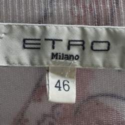 Pre Owned Etro Pink Paisley Printed Silk Knit Sweater L