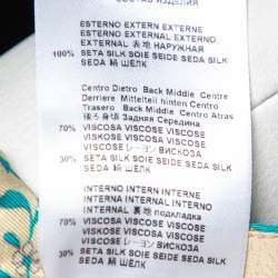 Pre Owned Etro Blue Printed Silk Cropped Bustier Top S