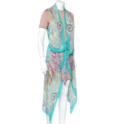 Pre Owned Etro Multicolor Paisley Printed Silk Beach Coverup (One Size)