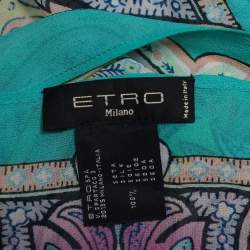 Pre Owned Etro Multicolor Paisley Printed Silk Beach Coverup (One Size)