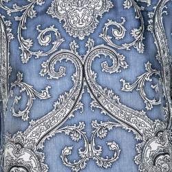 Pre Owned Etro Blue Printed Silk Short Sleeve Dress M 