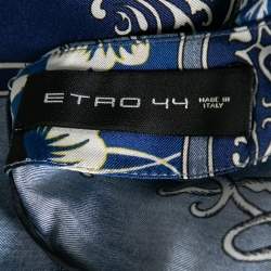 Pre Owned Etro Blue Printed Silk Short Sleeve Dress M 