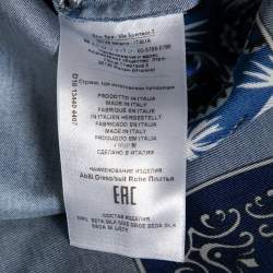 Pre Owned Etro Blue Printed Silk Short Sleeve Dress M 