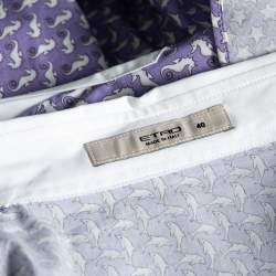 مملوكة مسبقًا قميص ايترو قطن طباعة رسومات متعددة بنفسجي بأزرار أمامية مقاس صغير ( سمول )