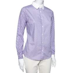 مملوكة مسبقًا قميص ايترو قطن طباعة رسومات متعددة بنفسجي بأزرار أمامية مقاس صغير ( سمول )