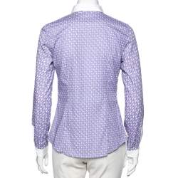 مملوكة مسبقًا قميص ايترو قطن طباعة رسومات متعددة بنفسجي بأزرار أمامية مقاس صغير ( سمول )