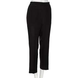 Pre Owned بنطلون إيترو أسود حرير بخصر مطاطي مقاس متوسط - ميديوم