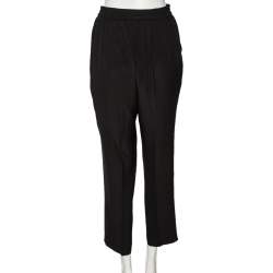 Pre Owned بنطلون إيترو أسود حرير بخصر مطاطي مقاس متوسط - ميديوم