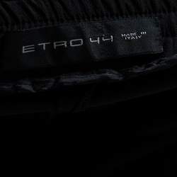 Pre Owned بنطلون إيترو أسود حرير بخصر مطاطي مقاس متوسط - ميديوم