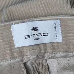 Pre Owned Etro Beige Corduroy High Rise Flared Pants S