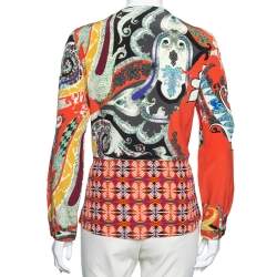 Pre Owned Etro Multicolor Printed Silk Button Front Top M