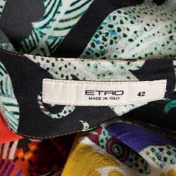 Pre Owned Etro Multicolor Printed Silk Button Front Top M