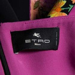 Pre Owned Etro Black Floral Printed Jersey Tunic Dress M