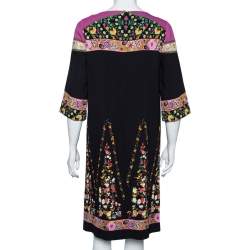 Pre Owned Etro Black Floral Printed Jersey Tunic Dress M