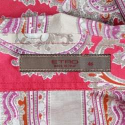 Pre Owned Etro Pink Paisley Printed Cotton Button Front Shirt L