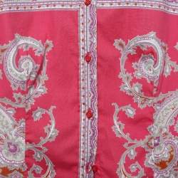 Pre Owned Etro Pink Paisley Printed Cotton Button Front Shirt L