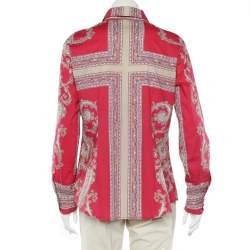 Pre Owned Etro Pink Paisley Printed Cotton Button Front Shirt L