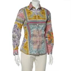 Pre Owned Etro Multicolor Floral Printed Cotton Button Front Shirt M