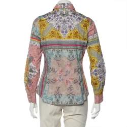 Pre Owned Etro Multicolor Floral Printed Cotton Button Front Shirt M