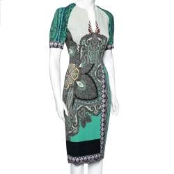 Pre Owned Etro Multicolor Paisley Printed Stretch Crepe Sheath Dress S