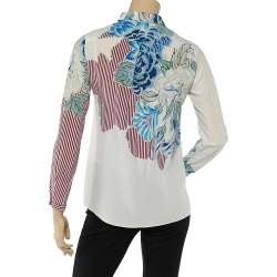 مملوكة مسبقًا Etro White Printed Silk Button Front Shirt S