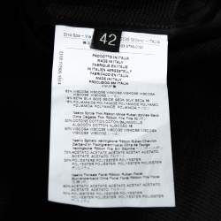 Pre Owned Etro Black Textured Satin Ribbon Trimmed Long Coat M