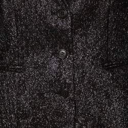 Pre Owned Etro Black Textured Lurex Wool Single Breasted Blazer M
