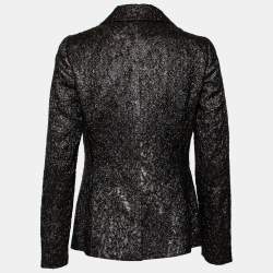 Pre Owned Etro Black Textured Lurex Wool Single Breasted Blazer M