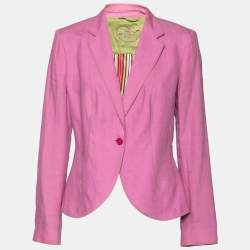 Pre Owned Etro Pink Linen Long Sleeve Jacket L