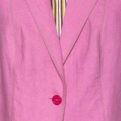 Pre Owned Etro Pink Linen Long Sleeve Jacket L