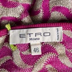 Etro Purple & Gold Patterned Lurex Knit Long Sleeve Jumper L