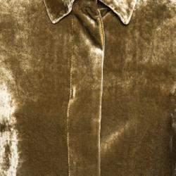 Pre Owned Etro Olive Green and Brown Floral Textured Velvet Jacket M