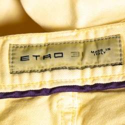 Pre Owned Etro Yellow Cotton Straight Fit Jeans M