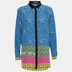 مملوكة مسبقًا Etro Blue Printed Silk Button Front Shirt L