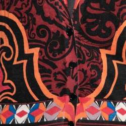 Pre Owned Etro Multicolor Printed Silk & Cashmere Knit Button Front Cardigan L