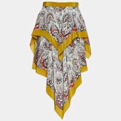 Pre Owned Etro Multicolor Paisley Print Silk Handkerchief Tiered Skirt M