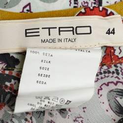 Pre Owned Etro Multicolor Paisley Print Silk Handkerchief Tiered Skirt M