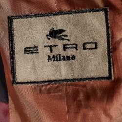 Pre Owned Etro Burgundy Lurex Patterned Brocade Blazer L