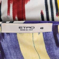 مملوكة مسبقًا Etro Multicolor Printed Cotton Tie-Up Detail Blouse L