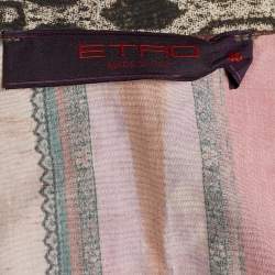 Pre Owned Etro Multicolor Silk Abstract Print Asymmetric Collar Wrap Dress S